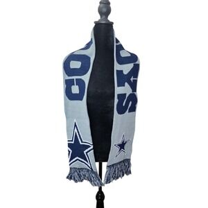 Dallas Cowboys Reversible Knit Scarf Blue Gray Fringe 60" NFL Football Fan